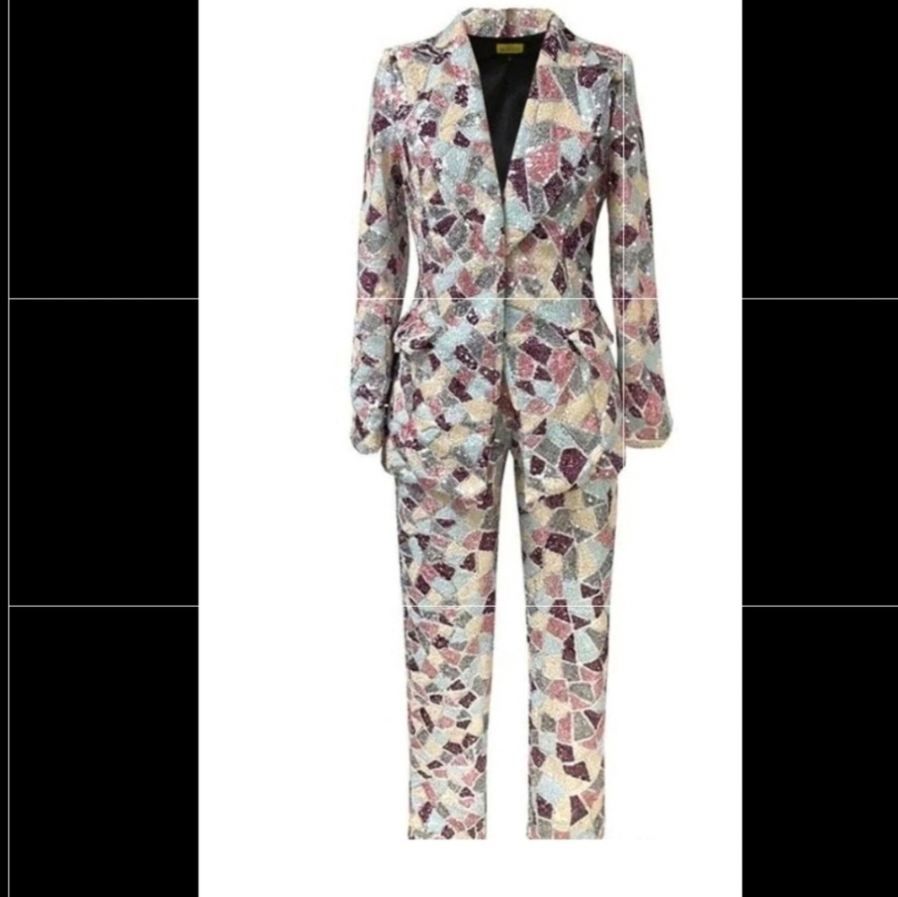 Sequin multicolor pant suit